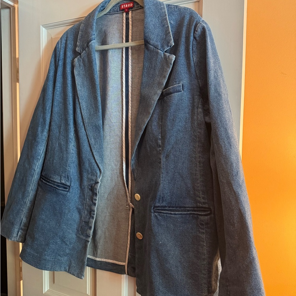 STAUD Women's Denim Blue Blazer